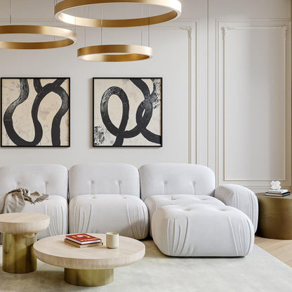 Pouf Rune in velluto bianco sporco