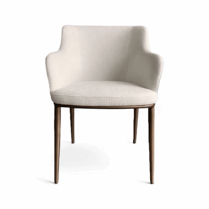 Sedia da pranzo Jade in bouclé bianco