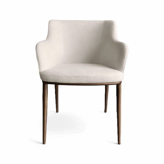 Sedia da pranzo Jade in bouclé bianco