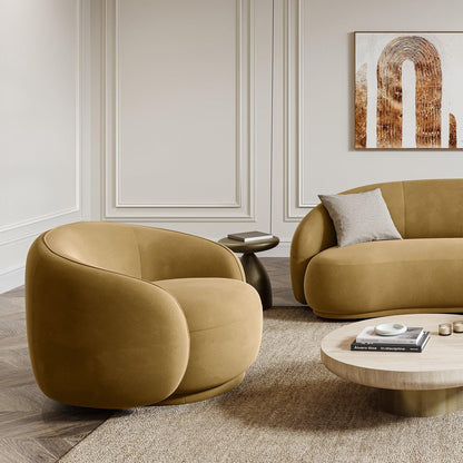 Poltrona Nido in velluto cammello | Modani x Kobi Karp Edizione limitata