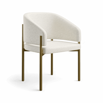 Sedia da pranzo Oxford bianco sporco e struttura in ottone
