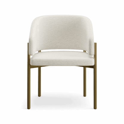 Sedia da pranzo Oxford bianco sporco e struttura in ottone
