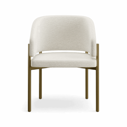 Sedia da pranzo Oxford bianco sporco e struttura in ottone