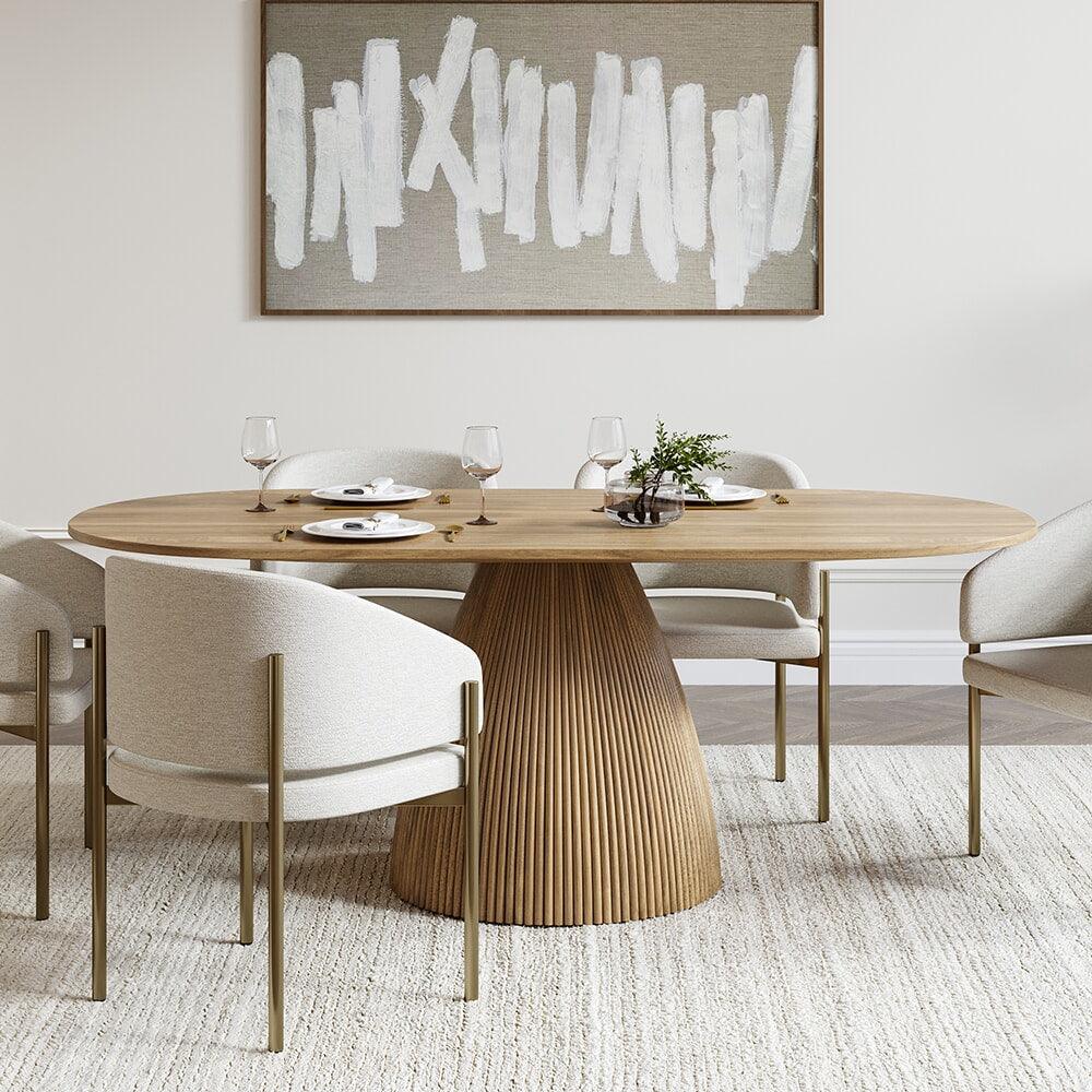 Sedia da pranzo Oxford bianco sporco e struttura in ottone