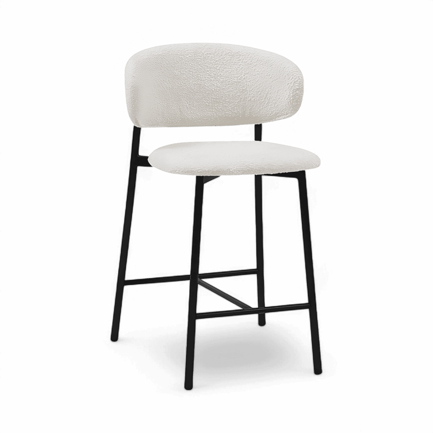 Sgabello da bar Zoya bianco Boucle