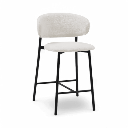 Sgabello da bar Zoya bianco Boucle