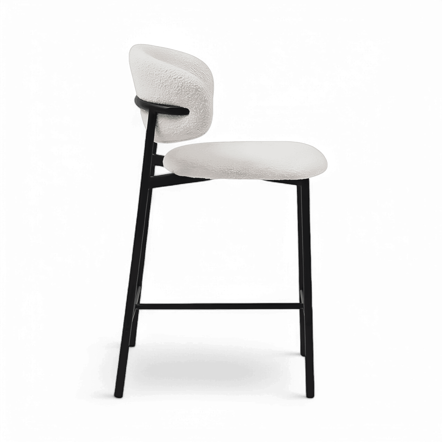 Sgabello da bar Zoya bianco Boucle