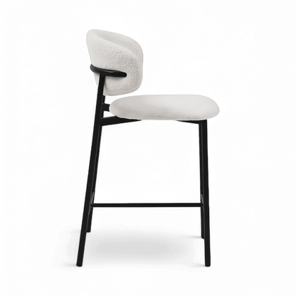 Sgabello da bar Zoya bianco Boucle