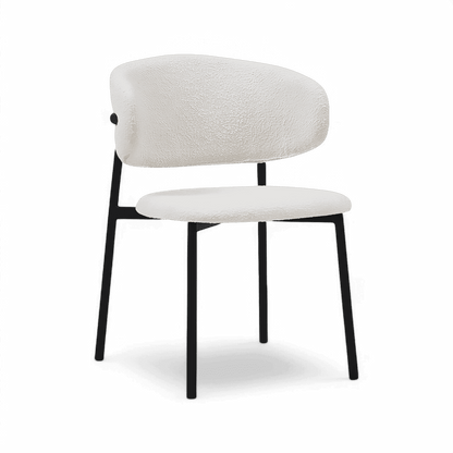 Sedia da pranzo Zoya in bouclé bianco