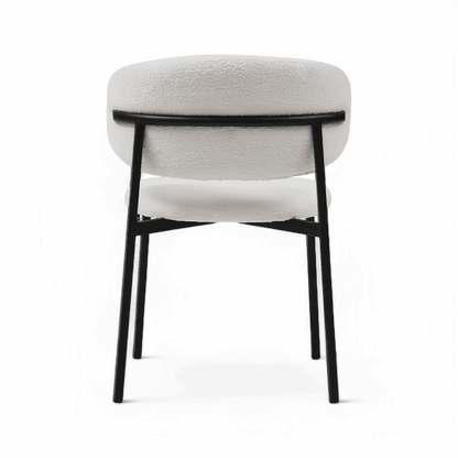 Sedia da pranzo Zoya in bouclé bianco