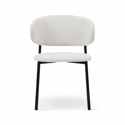 Sedia da pranzo Zoya in bouclé bianco
