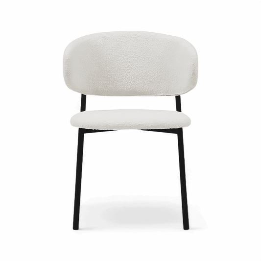 Sedia da pranzo Zoya in bouclé bianco