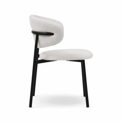 Sedia da pranzo Zoya in bouclé bianco