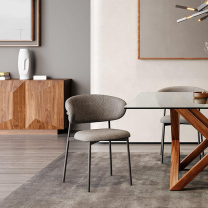 Sedia da pranzo Zoya in bouclé grigio